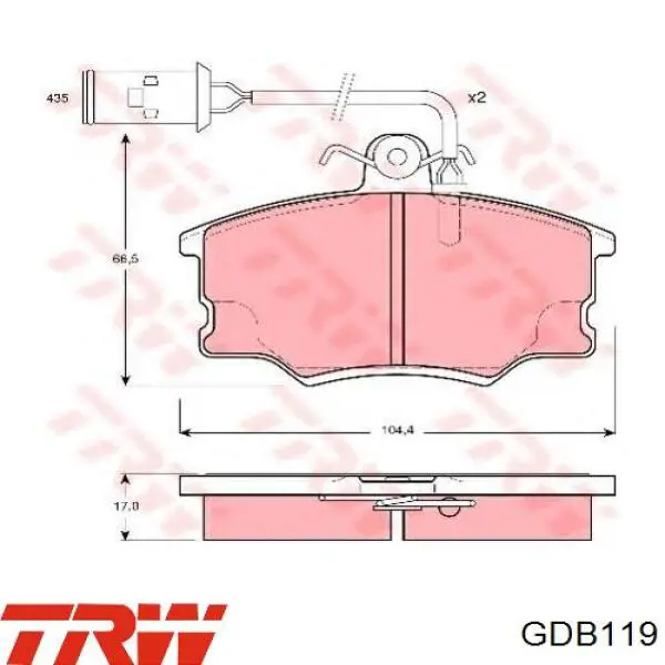 GDB119 TRW колодки гальмівні передні, дискові