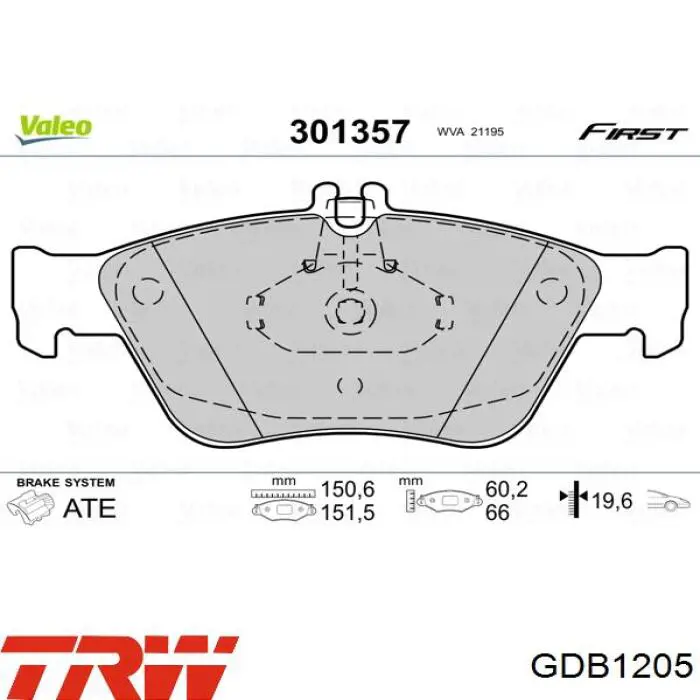 Гальмівні колодки TRW GDB1205 ціна, від 31.23 USD