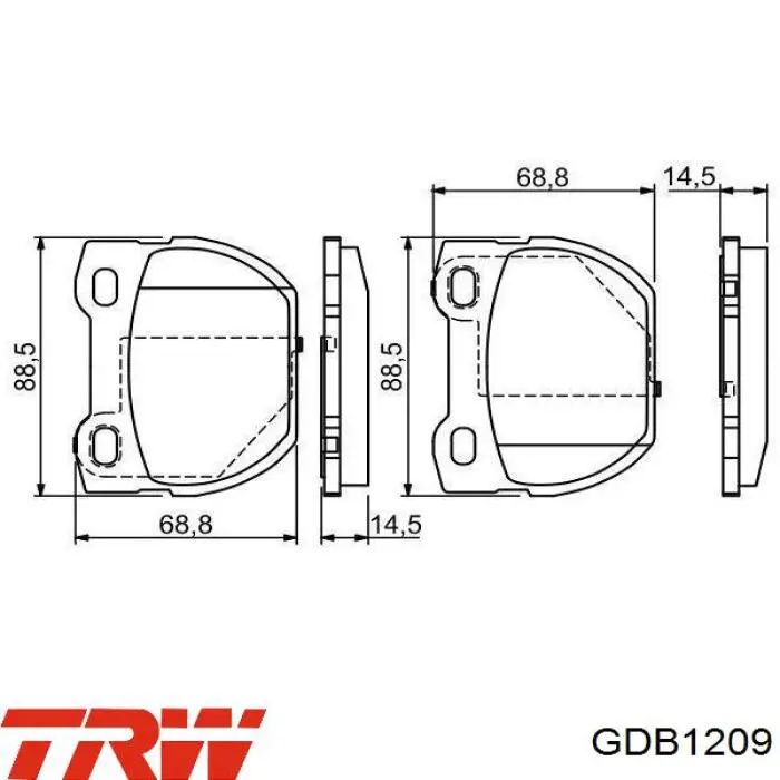 Задні гальмівні колодки GDB1209 TRW