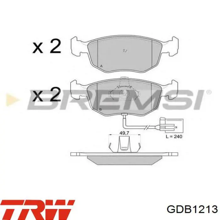 GDB1213 TRW колодки гальмівні передні, дискові