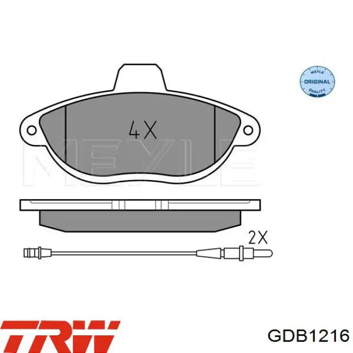 Купити GDB1216 TRW Колодки гальмівні передні, дискові