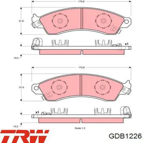 GDB1226 TRW Передні гальмівні колодки