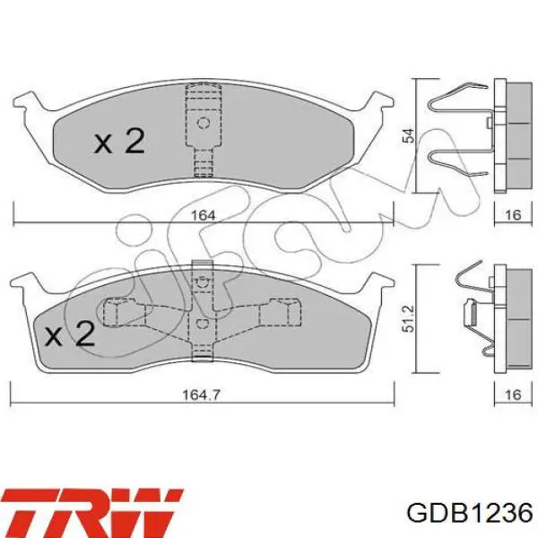 GDB1236 TRW колодки гальмівні передні, дискові