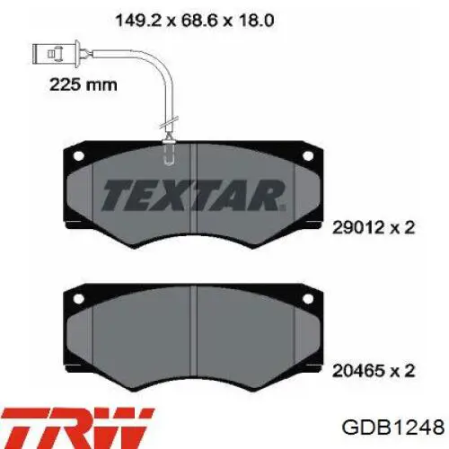 Гальмівні колодки TRW GDB1248 ціна, від 34.23 USD