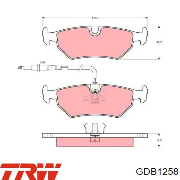 Колодки гальмові задні, дискові GDB1258 TRW