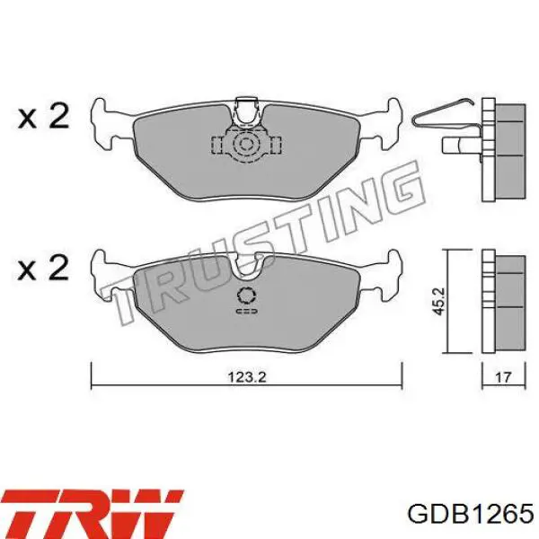 Купити GDB1265 TRW Задні колодки