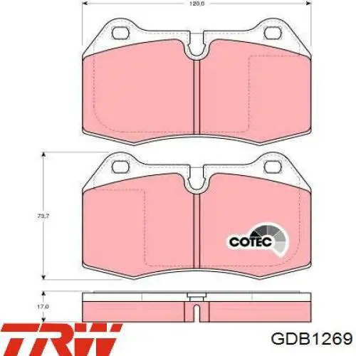 GDB1269 TRW колодки гальмівні передні, дискові