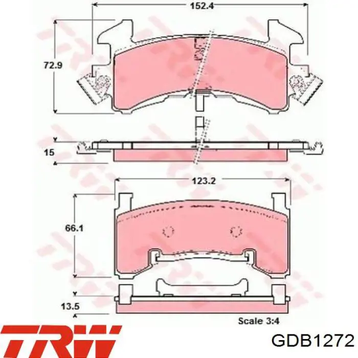 GDB1272 TRW колодки гальмівні передні, дискові