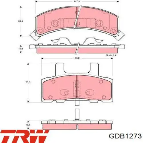 Купити GDB1273 TRW Колодки гальмівні передні, дискові