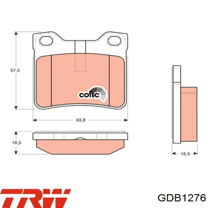 Задні гальмівні колодки GDB1276 TRW