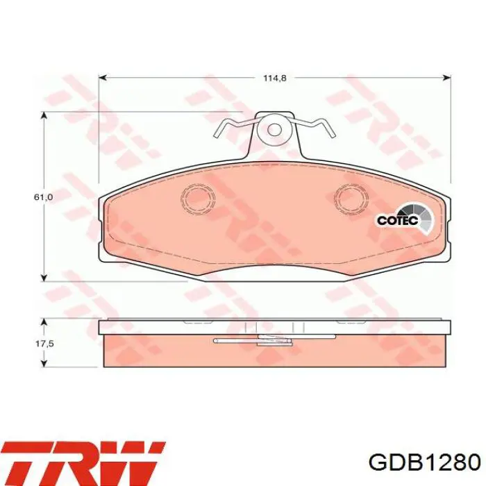 GDB1280 TRW колодки гальмівні передні, дискові