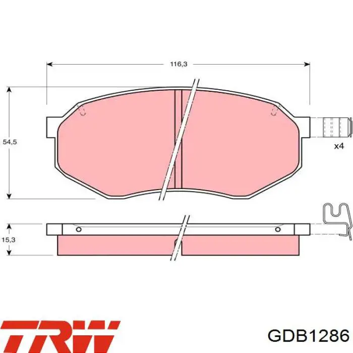 Купити GDB1286 TRW Колодки гальмівні передні, дискові