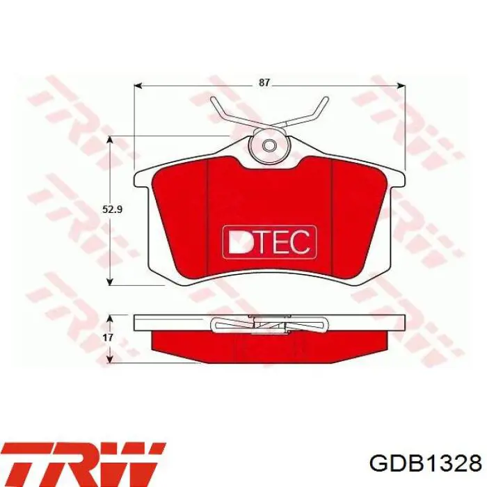 Купити GDB1328 TRW Задні колодки