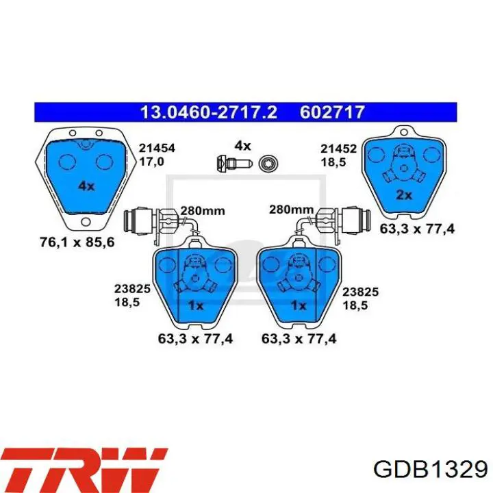 GDB1329 TRW Передні гальмівні колодки