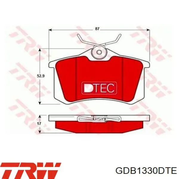 GDB1330DTE TRW колодки гальмові задні, дискові