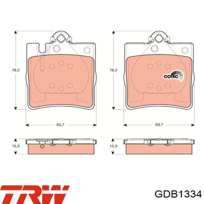 Купити GDB1334 TRW Задні колодки