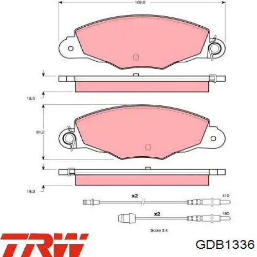 GDB1336 TRW колодки гальмівні передні, дискові