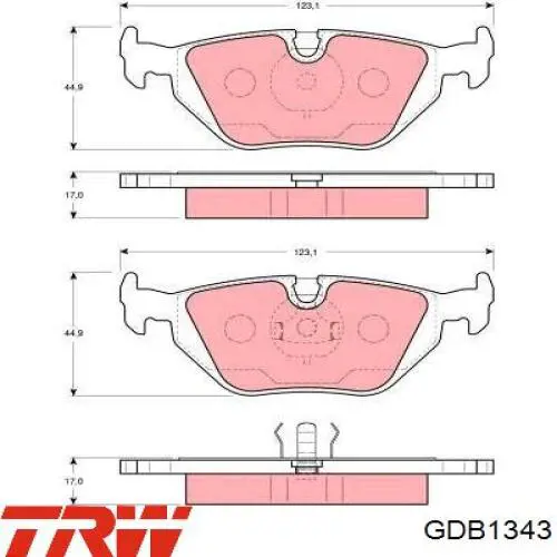 GDB1343 TRW колодки гальмові задні, дискові