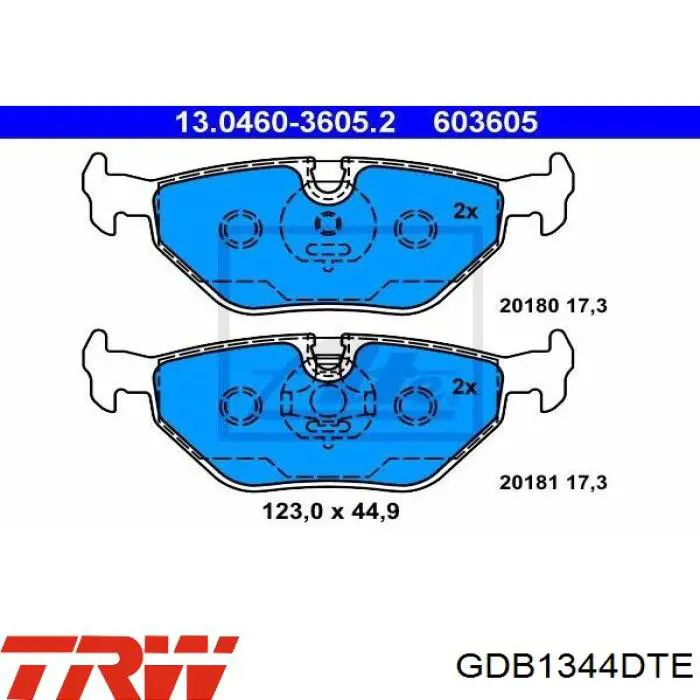 Купити GDB1344DTE TRW Задні колодки