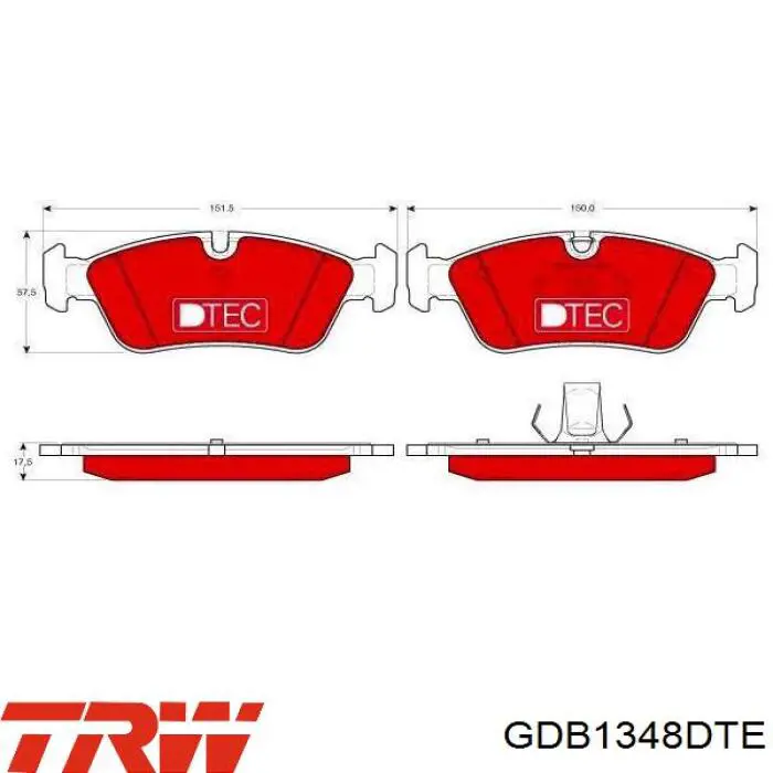 Купити GDB1348DTE TRW Колодки гальмівні передні, дискові