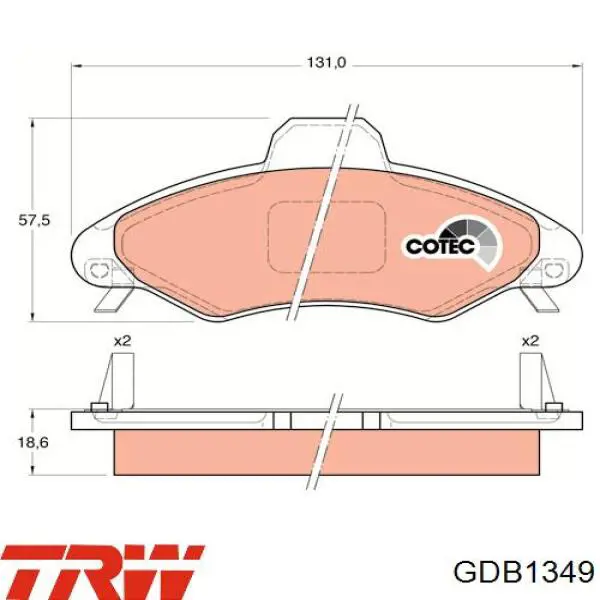 Купити GDB1349 TRW Колодки гальмівні передні, дискові