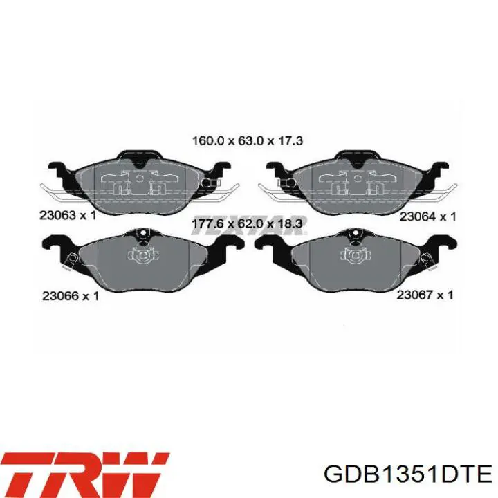 GDB1351DTE TRW Передні гальмівні колодки