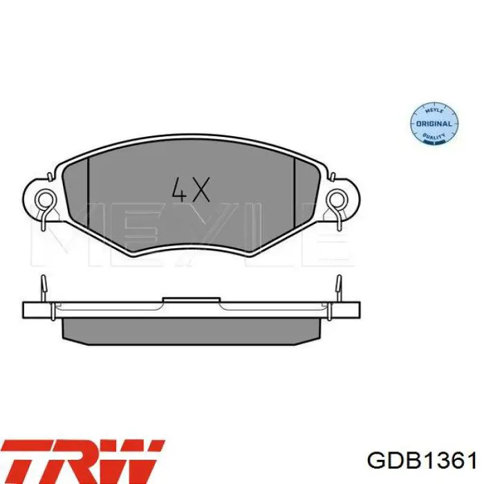 Передні тормозні колодки GDB1361 TRW
