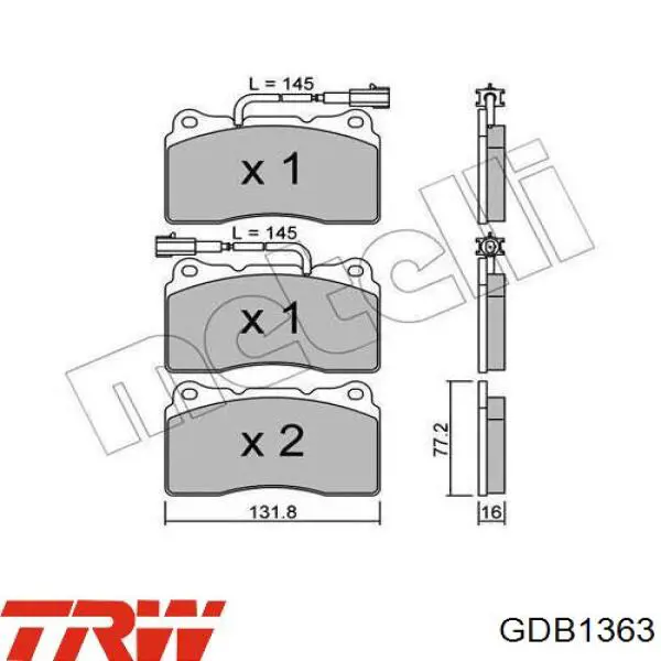 GDB1363 TRW Передні гальмівні колодки