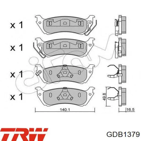 Задні гальмівні колодки TRW GDB1379 ціна, від 29.66 USD
