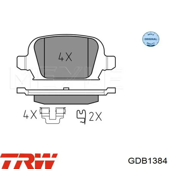 GDB1384 TRW колодки гальмові задні, дискові