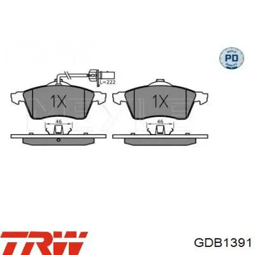GDB1391 TRW Передні гальмівні колодки