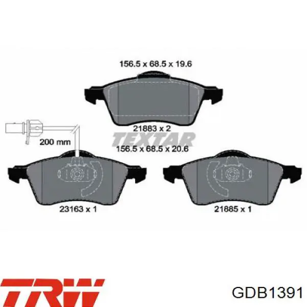 Гальмівні колодки TRW GDB1391 ціна, від 25.33 USD