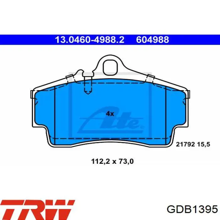 Купити GDB1395 TRW Задні колодки