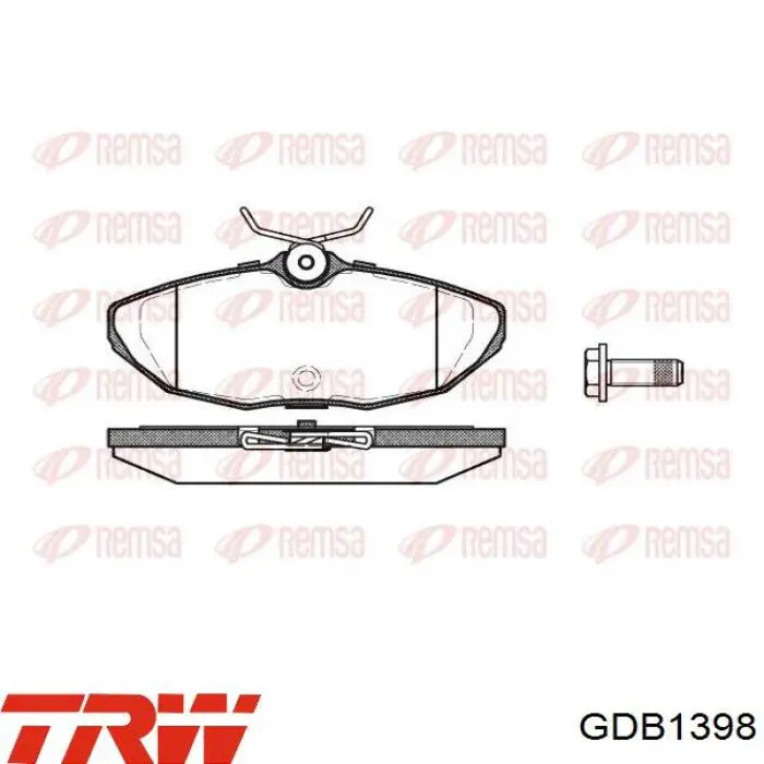 Задні гальмівні колодки GDB1398 TRW