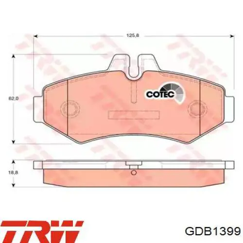 Купити GDB1399 TRW Задні колодки