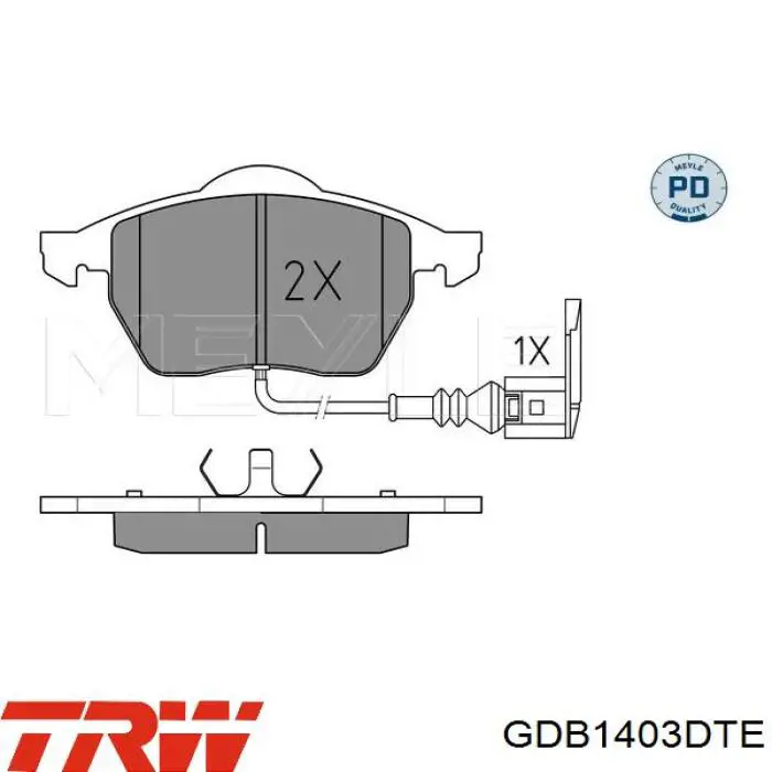 Передні тормозні колодки GDB1403DTE TRW