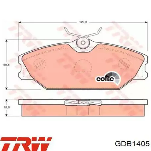 Купити GDB1405 TRW Колодки гальмівні передні, дискові