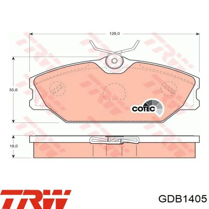 Купити GDB1405 TRW Колодки гальмівні передні, дискові