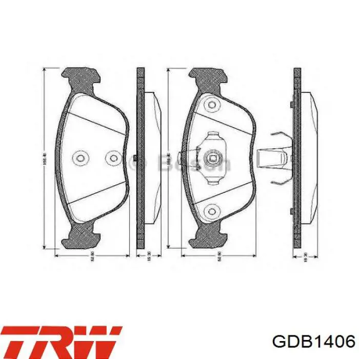 Передні тормозні колодки GDB1406 TRW