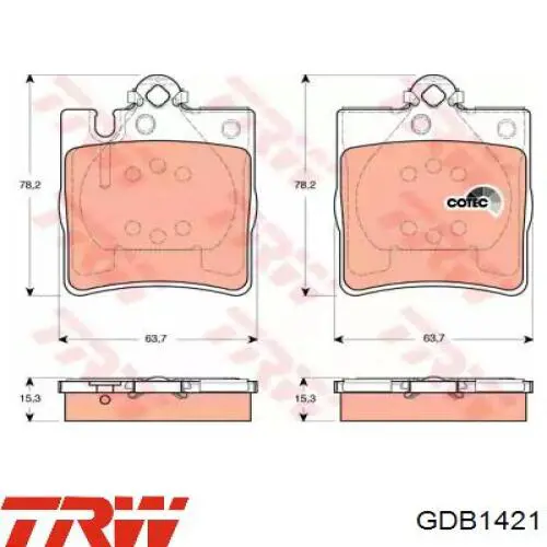 Задні гальмівні колодки TRW GDB1421 ціна, від 25.31 USD
