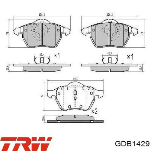 GDB1429 TRW колодки гальмівні передні, дискові