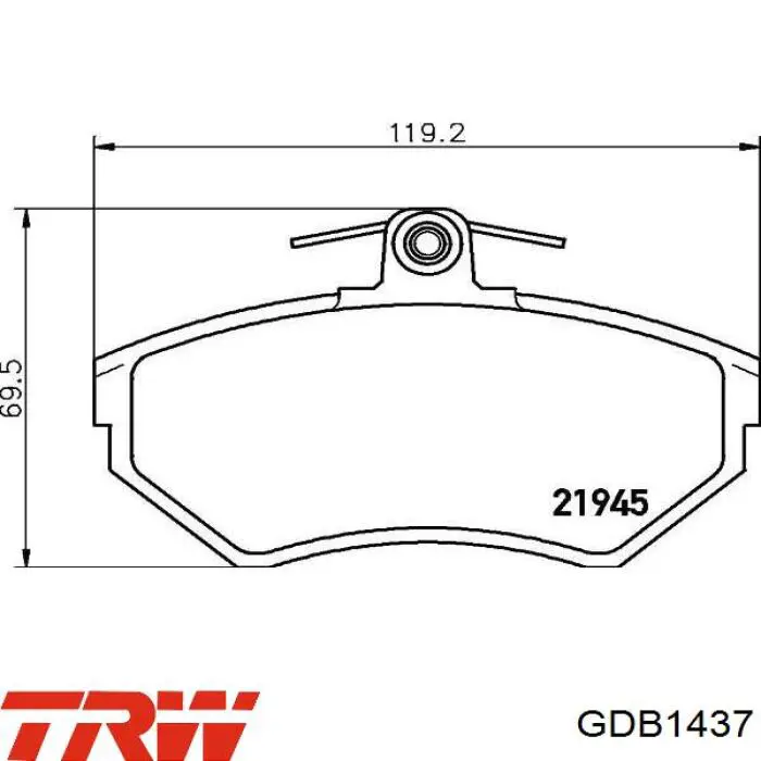 Передні тормозні колодки GDB1437 TRW