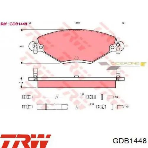 GDB1448 TRW колодки гальмівні передні, дискові
