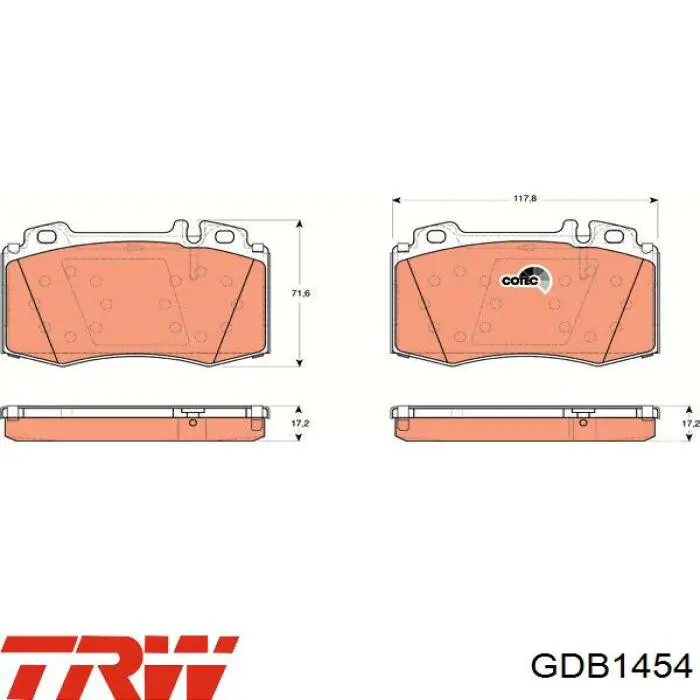 Купити GDB1454 TRW Колодки гальмівні передні, дискові