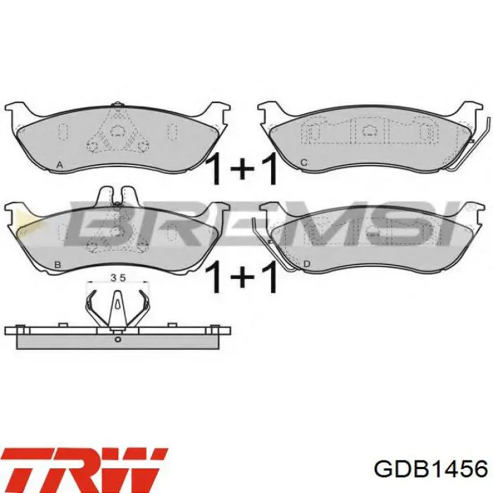 Задні гальмівні колодки TRW GDB1456 ціна, від 50.28 USD
