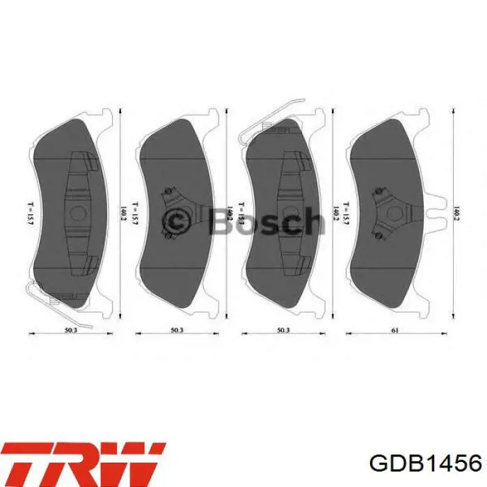 Задні гальмівні колодки GDB1456 TRW