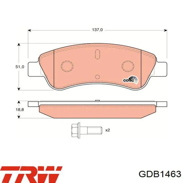 GDB1463 TRW Передні гальмівні колодки