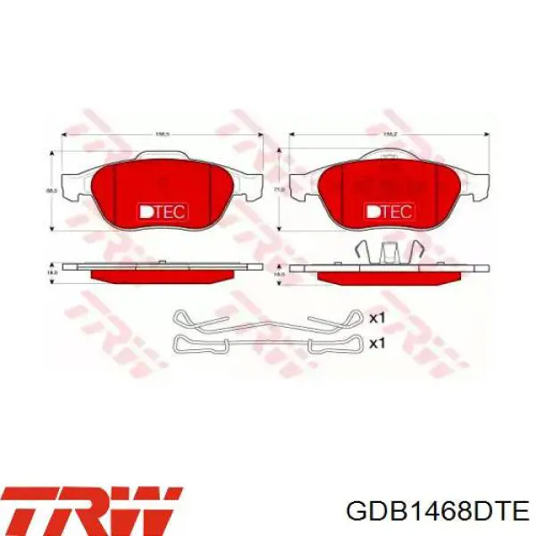 Колодки гальмівні передні, дискові GDB1468DTE TRW