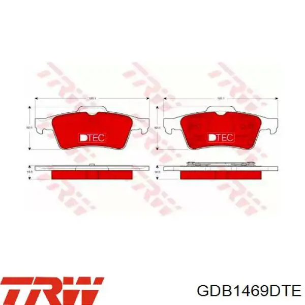 Купити GDB1469DTE TRW Задні колодки