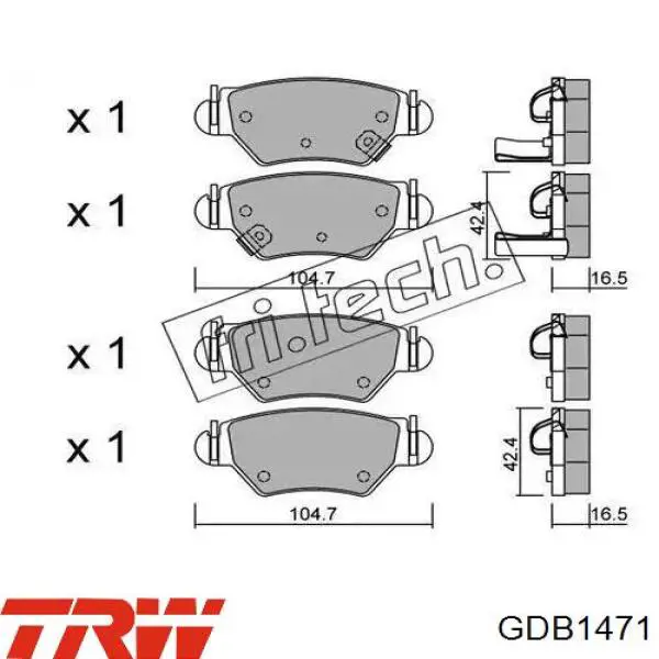 Задні гальмівні колодки TRW GDB1471 ціна, від 16.91 USD